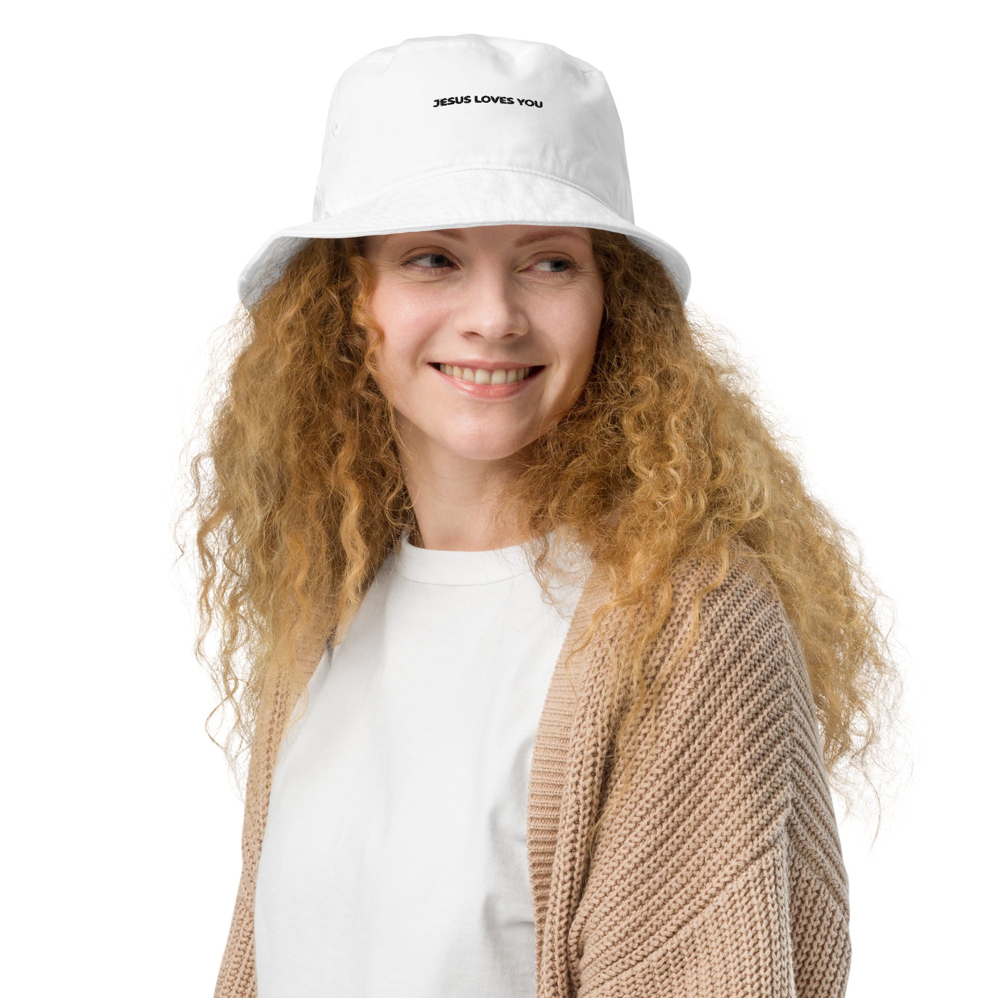 Organic bucket hat Jesus loves you