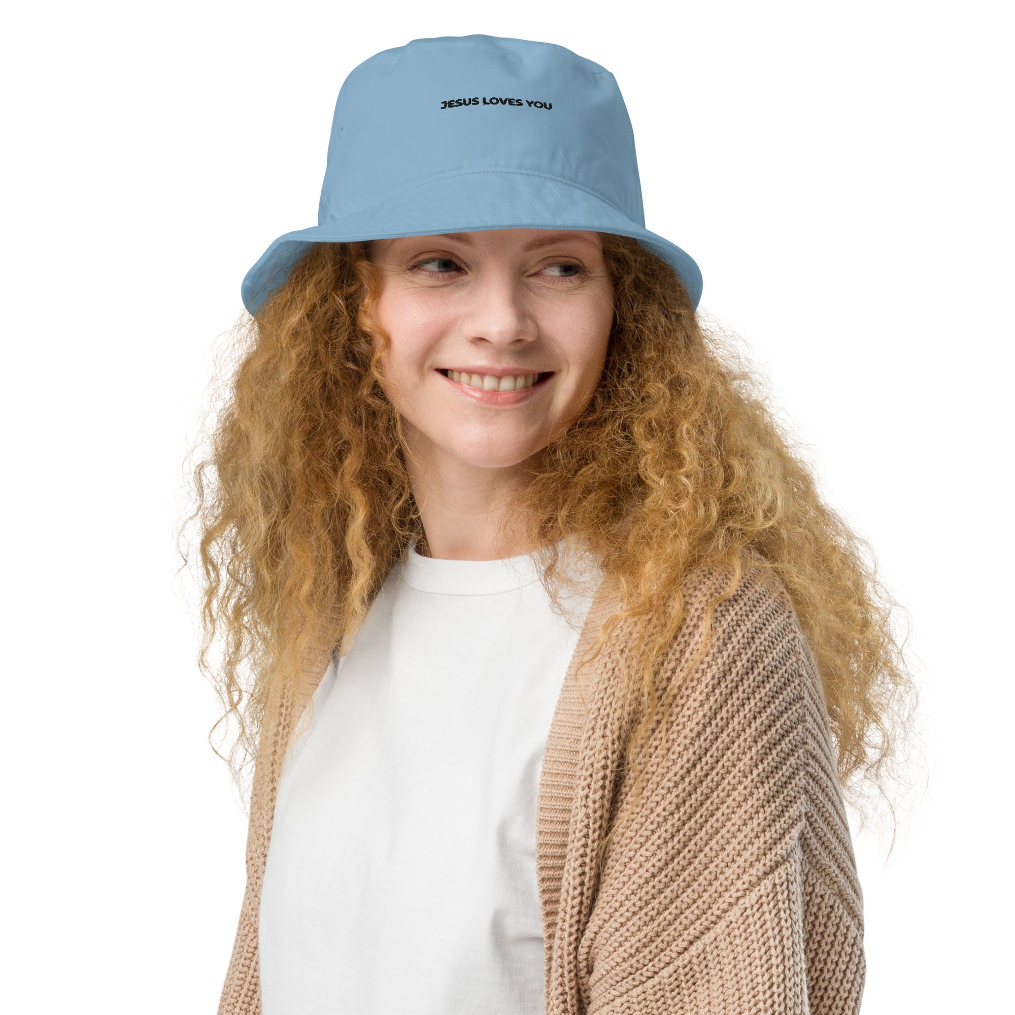 Organic bucket hat Jesus loves you